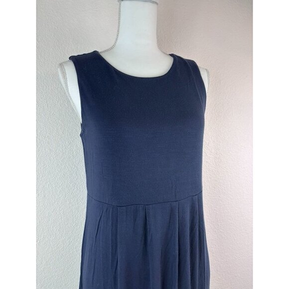 J. Jill women's small navy jersey knit‎ pleated maxi dress casual flowy stretch - Picture 2 of 7